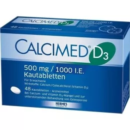 CALCIMED D3 500 mg/1000 I.U. žuvacie tablety, 48 ks