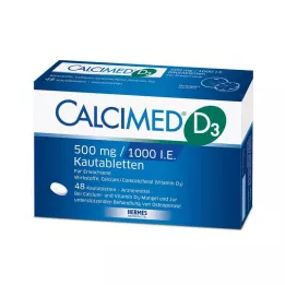 CALCIMED D3 500 mg/1000 I.U. žuvacie tablety, 48 ks