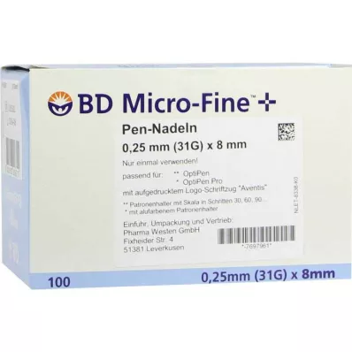 BD Micro-Fine + 8 ihiel 0,25x8 mm, 100 ks BD Micro-Fine + 8 ihiel 0,25x8 mm, 100 ks