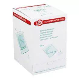 SCHLITZKOMPRESSEN 7,5x7,5 cm sterilné 12x, 40X2 ks
