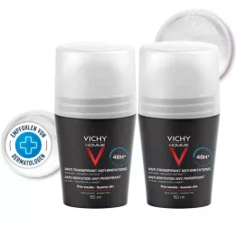 VICHY HOMME Dezodorant roll-on pre citlivú pokožku 48h DP, 2X50 ml