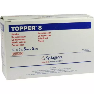 Topper 8 kompresný sterilný 5x5cm, 60X2 ks