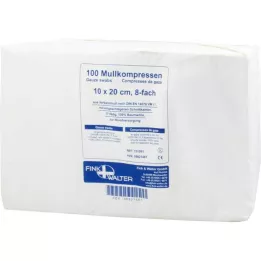 MULLKOMPRESSEN 10x20 cm nesterilné 8x, 100 ks