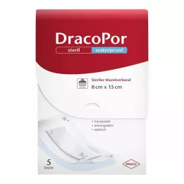 DRACOPOR vodotesný obväz na rany 8x15 cm sterilný, 5 ks