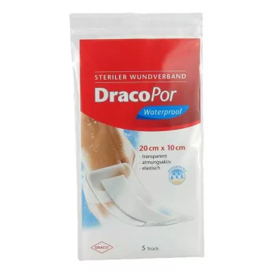 DRACOPOR vodotesný obväz na rany 10x20 cm sterilný, 5 ks