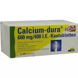 CALCIUM DURA Vit D3 600 mg/400 I.U. žuvacie tablety, 120 kapsúl
