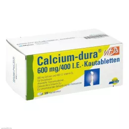 CALCIUM DURA Vit D3 600 mg/400 I.U. žuvacie tablety, 120 kapsúl