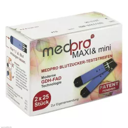 MEDPRO Maxi &amp; mini glukózové testovacie prúžky, 2x25 ks