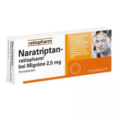 Naratriptan ratiopharm na migrény filmom obalené tablety, 2 ks