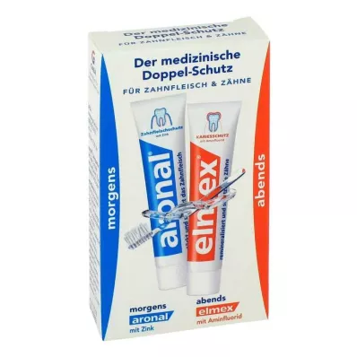 Zubná pasta Aronal a Elmex Mini s dvojitou ochranou, 2x12 ml