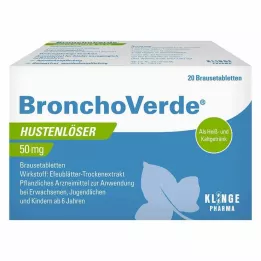 BRONCHOVERDE Uvoľňovač kašľa 50 mg šumivé tablety, 20 ks
