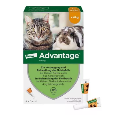 Advantage 40 pre malé mačky a okrasné králiky do 4 kg, 4X0,4 ml