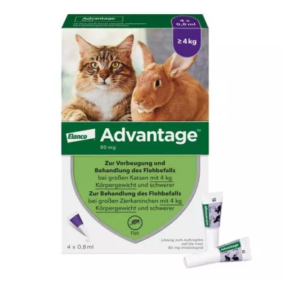 Advantage 80 pre veľké mačky a okrasné králiky od 4 kg, 4X0,8 ml
