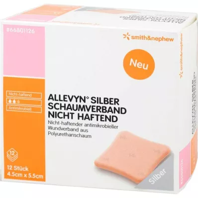 Strieborný penový obväz Allevyn 4,5x5,5 cm nepriľnavý, 12 ks Strieborný penový obväz Allevyn 4,5x5,5 cm nepriľnavý, 12 ks
