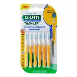 GUM TRAV-LER 1,3 mm jedľové žlté medzizubné + 6 čiapočiek, 6 ks