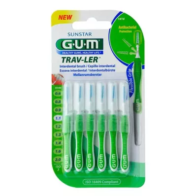 GUM TRAV-LER 1,1 mm zelená jedľová medzizubná + 6 čiapočiek, 6 ks