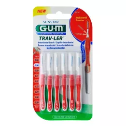 GUM TRAV-LER 0,8 mm sviečka červená medzizubná + 6 čiapočiek, 6 ks