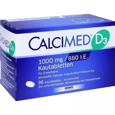 CALCIMED D3 1000 mg/880 I.U. žuvacie tablety, 96 ks