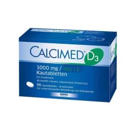 CALCIMED D3 1000 mg/880 I.U. žuvacie tablety, 96 ks