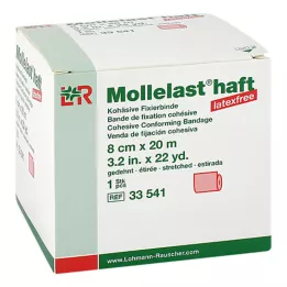 MOLLELAST samolepiace obväzy bez latexu 8 cmx20 m červené, 1 ks