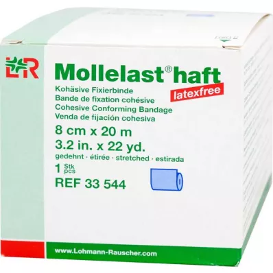 Mollelast lepidlo bez latexu 8cmx20m natiahnuté modré, 1 ks
