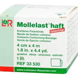 MOLLELAST samolepiace obväzy bez latexu 4 cmx4 m biele, 1 ks