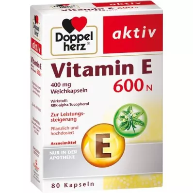 DOPPELHERZ Vitamín E 600 N mäkké kapsuly, 80 ks