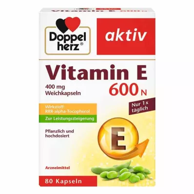 DOPPELHERZ Vitamín E 600 N mäkké kapsuly, 80 ks