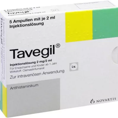 Tavegil injekčný roztok 2 mg / 2 ml ampulky, 5 x 2 ml