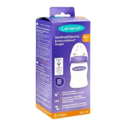 LANSINOH Fľaša so širokým hrdlom 160 ml s cumlíkom S, 1 ks