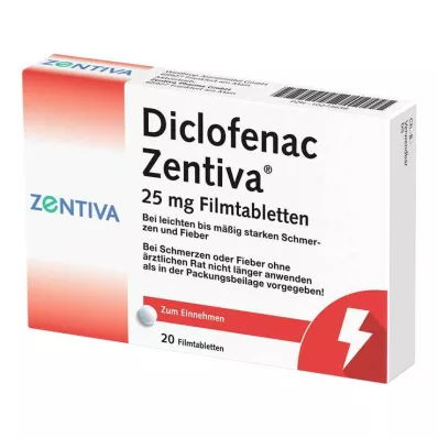 Diclofenac Zentiva 25 mg filmom obalené tablety, 20 tabliet Diclofenac Zentiva 25 mg filmom obalené tablety, 20 tabliet