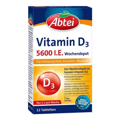 ABTEI Vitamín D3 5600 I.U. týždenné depotné tablety, 12 ks