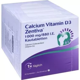 CALCIUM VITAMIN D3 Zentiva 1000 mg/880 I.U. žuvacie tablety, 100 ks