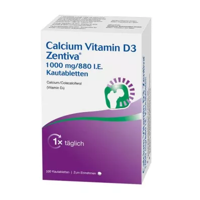 Calcium Vitamin D3 Zentiva 1000 mg / 880 IU žuvacie tablety, 100 ks Calcium Vitamin D3 Zentiva 1000 mg / 880 IU žuvacie tablety, 100 ks
