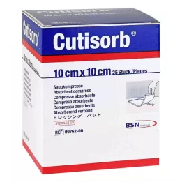 CUTISORB Odsávacie kompresy sterilné 10x10 cm, 25 ks