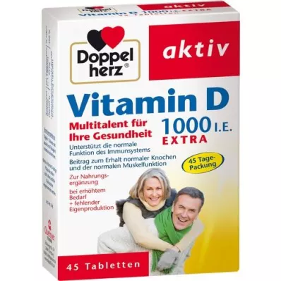 DOPPELHERZ Vitamín D3 1000 I.U. EXTRA Tablety, 45 ks