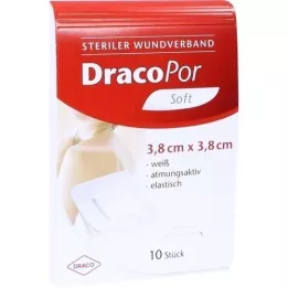 DRACOPOR Obväz na rany 3,8x3,8 cm sterilný, 10 ks