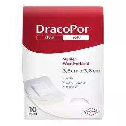 DRACOPOR Obväz na rany 3,8x3,8 cm sterilný, 10 ks