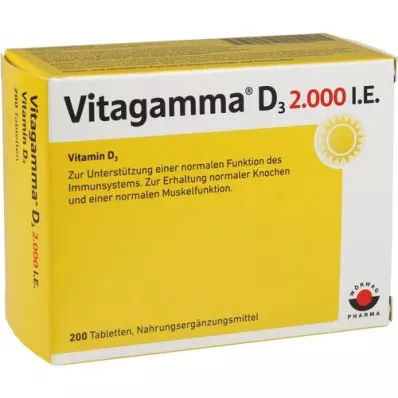 VITAGAMMA D3 2 000 I.U. Vitamín D3 NEM Tablety, 200 ks