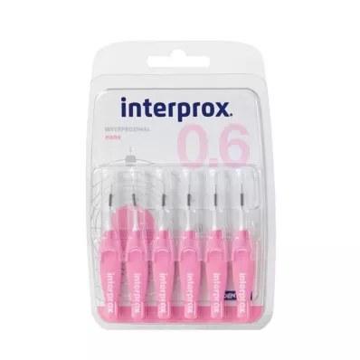 INTERPROX nano ružová medzizubná kefka blister, 6 ks