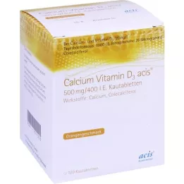 CALCIUM VITAMIN D3 acis 500 mg/400 I.U. žuvacie tablety, 100 ks