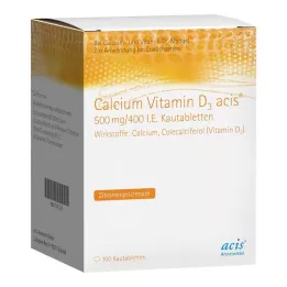 CALCIUM VITAMIN D3 acis 500 mg/400 I.U. žuvacie tablety, 100 ks