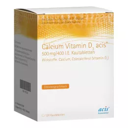 CALCIUM VITAMIN D3 acis 500 mg/400 I.U. žuvacie tablety, 120 ks