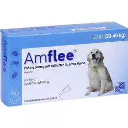 AMFLEE 268 mg spot-on roztok pre veľké psy 20-40 kg, 3 ks