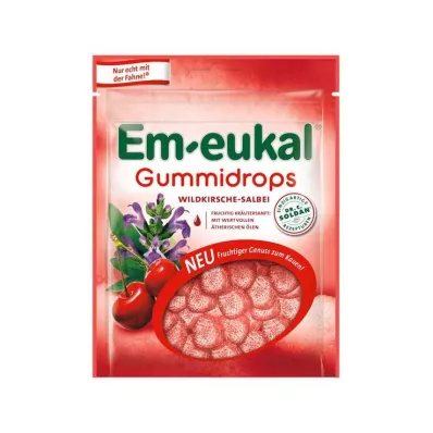EM-EUKAL Žuvačkové kvapky divoká čerešňa - šalvia s pridaným cukrom, 90 g