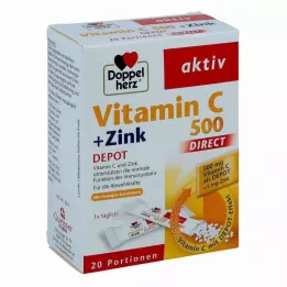 DOPPELHERZ Vitamín C 500+Zinc Depot DIRECT Pelety, 20 ks