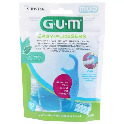 GUM Easy-Flossers tyčinky voskovanej dentálnej nite mäta + cestovné puzdro, 30 ks GUM Easy-Flossers tyčinky voskovanej dentálnej nite mäta + cestovné puzdro, 30 ks