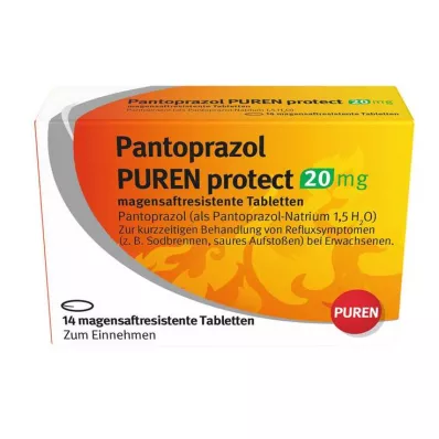 Pantoprazole Puren protect 20 mg gastrorezistentné tablety, 14 ks