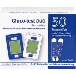 GLUCO TEST DUO Testovacie prúžky, 50 ks