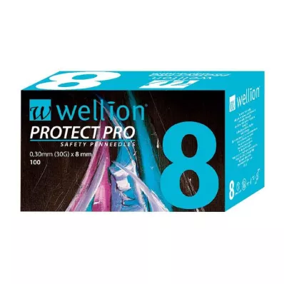 WELLION PROTECT PRO Bezpečnostné ihly 30 G 8 mm, 100 ks WELLION PROTECT PRO Bezpečnostné ihly 30 G 8 mm, 100 ks